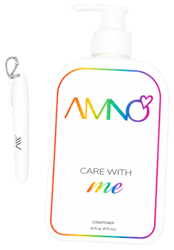 Care With Me conditioner pump bottle with its dry-erase affirmation marker