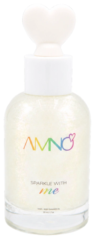 Sparkle With Me hair and body shimmer oil with its heart-shaped top